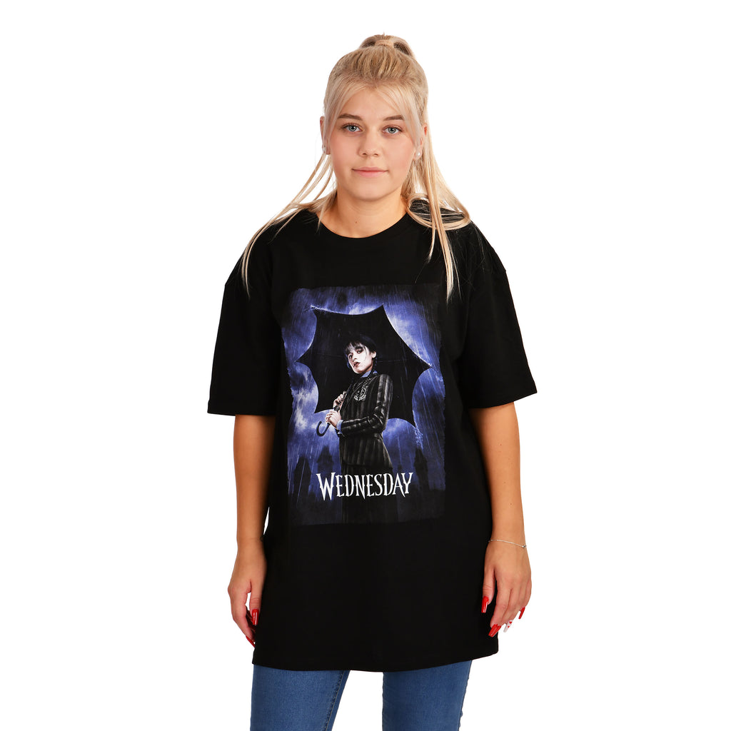 Productafbeelding Wednesday - Teaser Poster Oversize T-shirt zwart