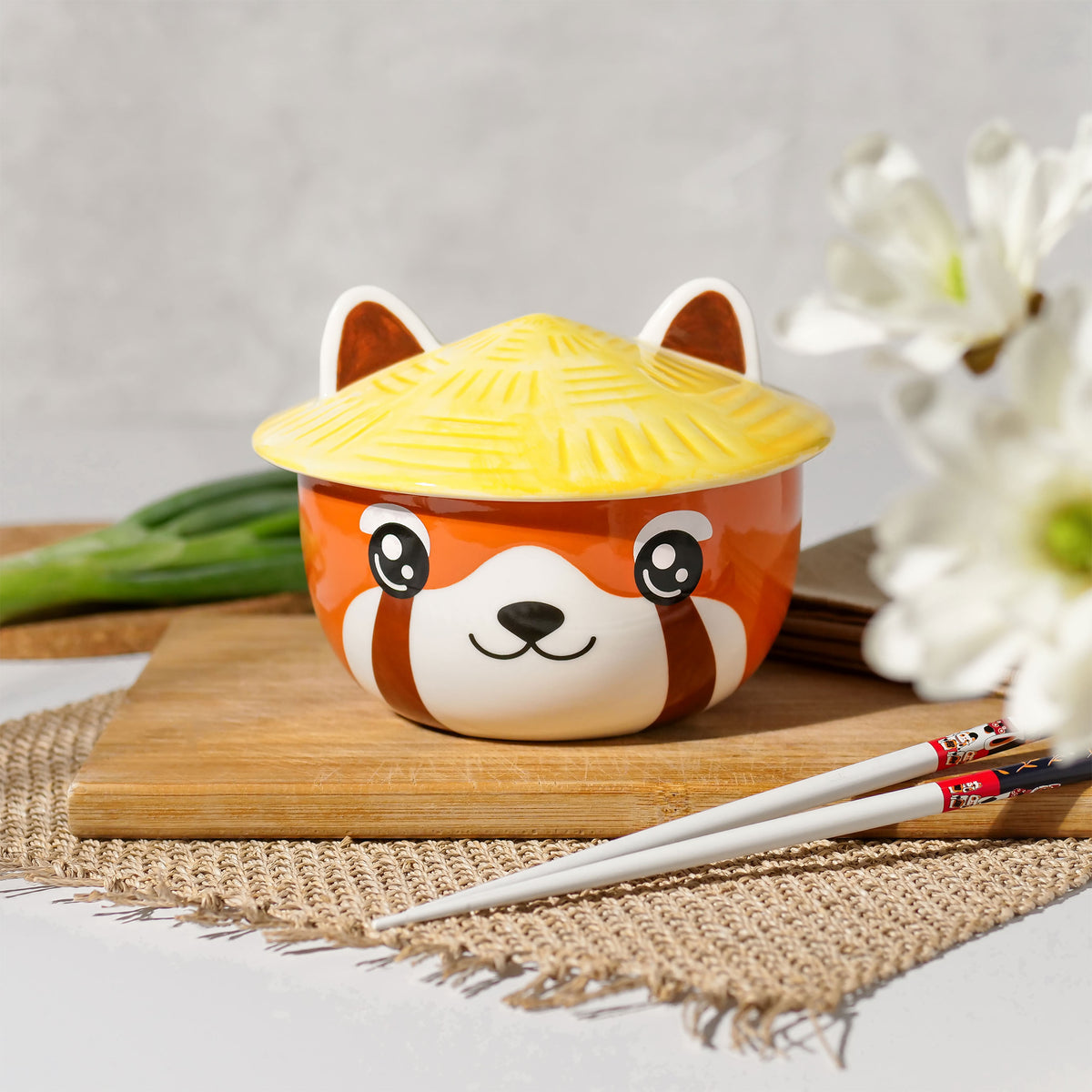 Productafbeelding Rode Panda Kawaii Kom met Deksel voor Anime Fans