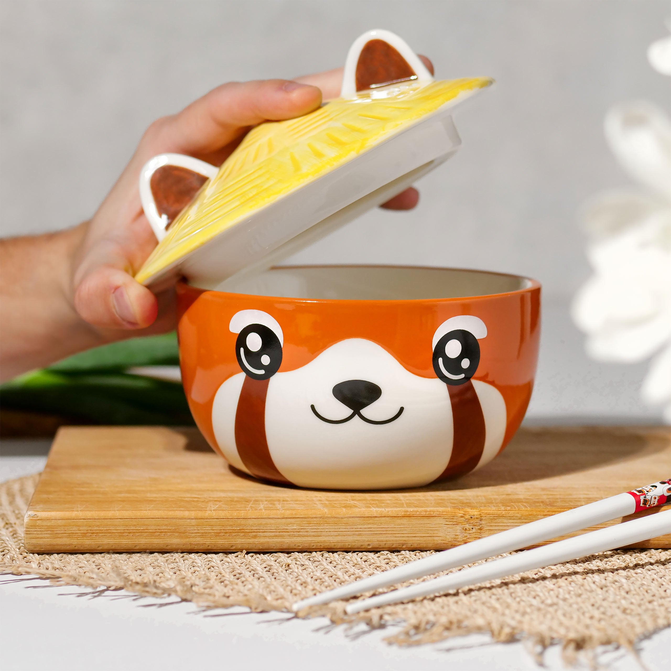 Productafbeelding Rode Panda Kawaii Kom met Deksel voor Anime Fans