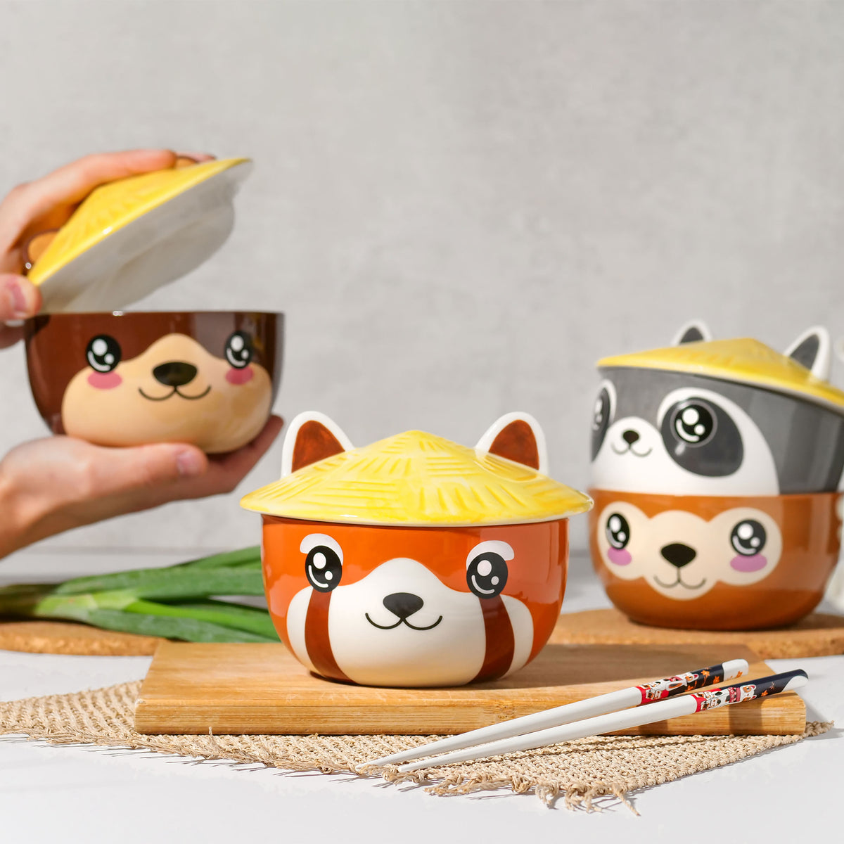 Productafbeelding Rode Panda Kawaii Kom met Deksel voor Anime Fans