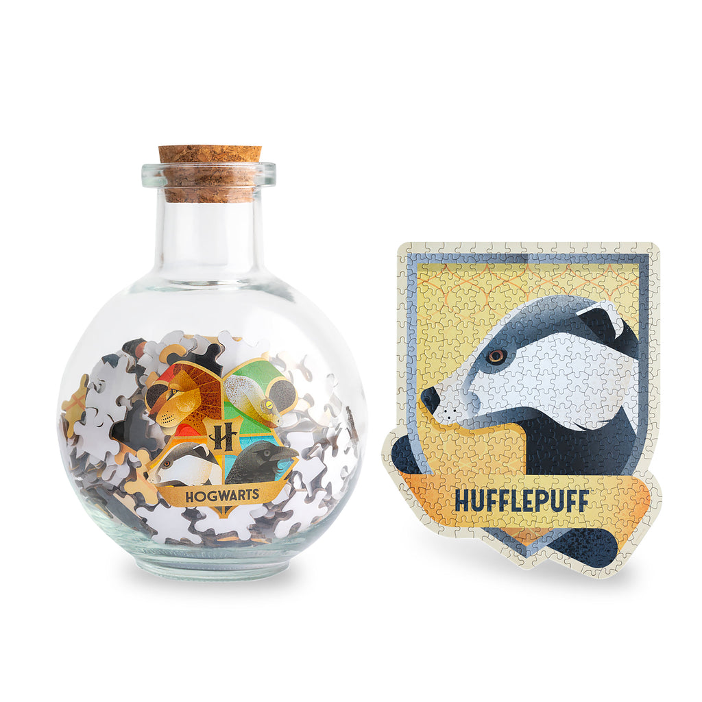 Productafbeelding Harry Potter - Hufflepuff Crest Puzzel in toverdrankfles met kurkdop