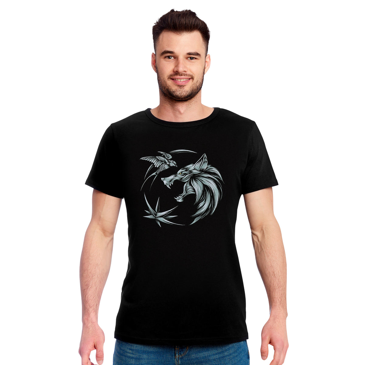 Productafbeelding Witcher - Wolf Medaillon T-shirt zwart