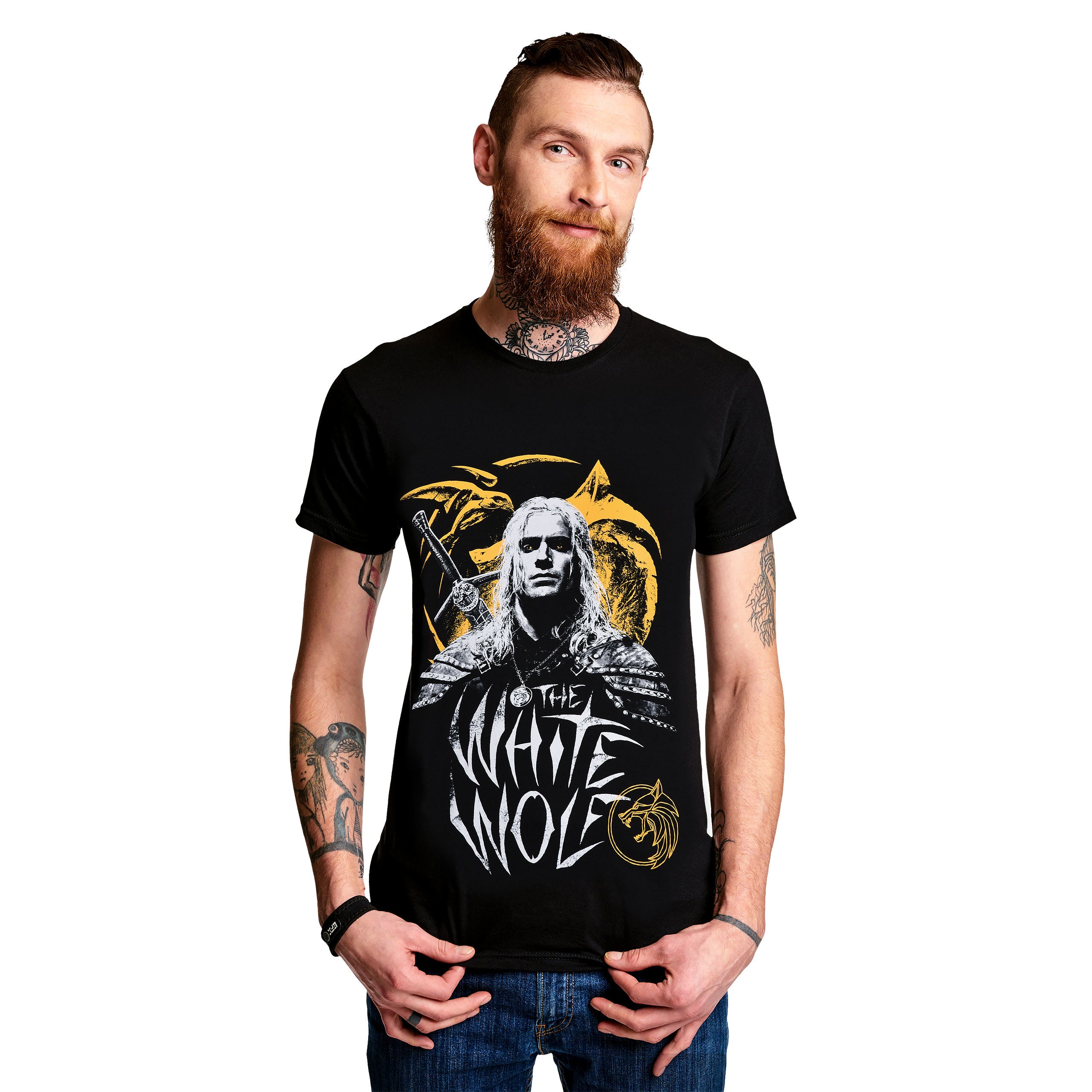 Productafbeelding Witcher - Geralt White Wolf T-shirt zwart