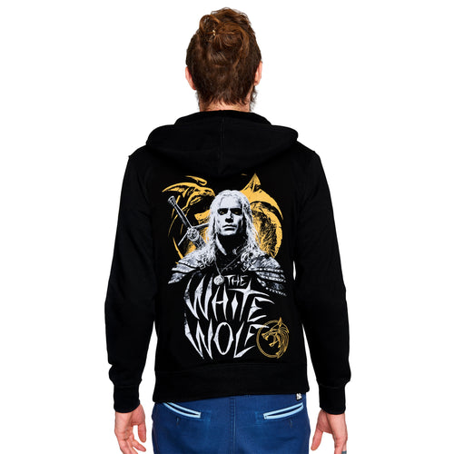 Productafbeelding Witcher - Geralt Witte Wolf Hoodie Zwart