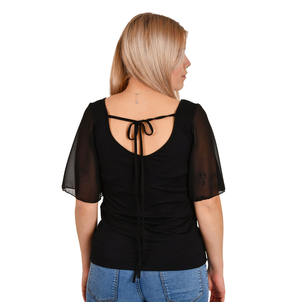 Productafbeelding Wednesday - Macabere Liefde T-shirt met Vlindermouwen