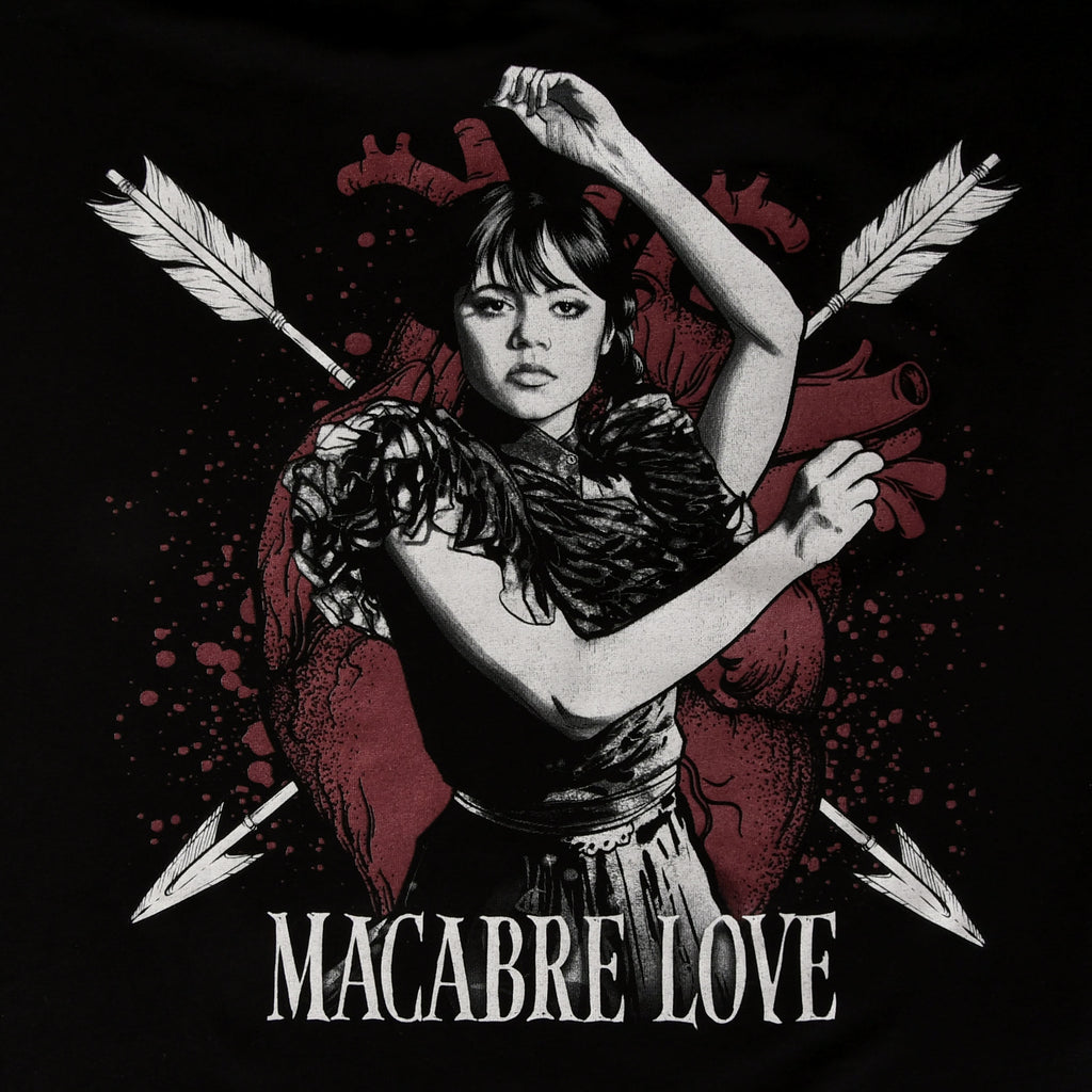 Productafbeelding Wednesday - Macabere Liefde T-shirt met Vlindermouwen