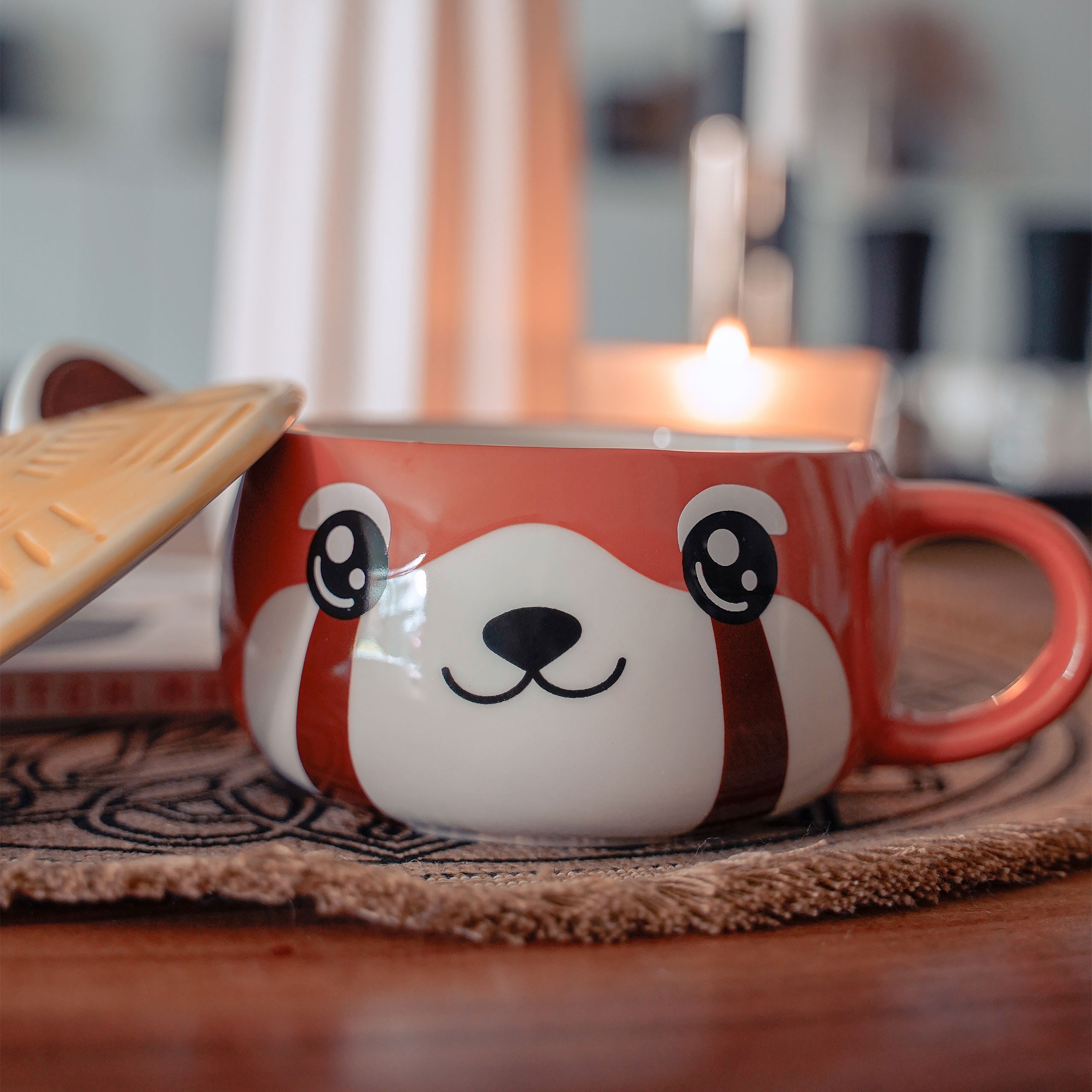 Productafbeelding Rode Panda Kawaii Mok met Deksel voor Anime Fans