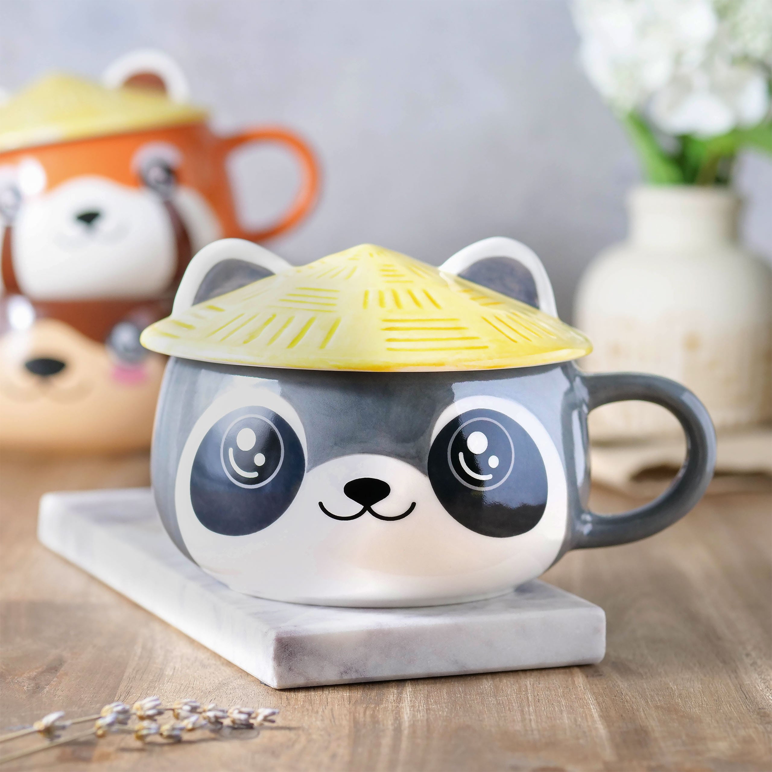 Productafbeelding Wasbeer Kawaii Beker met Deksel voor Anime Fans