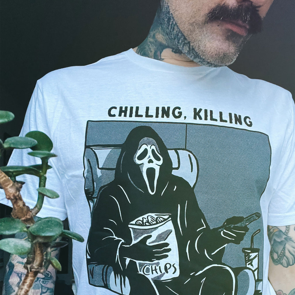 Productafbeelding Ghost Face - Chilling, Killing T-Shirt wit