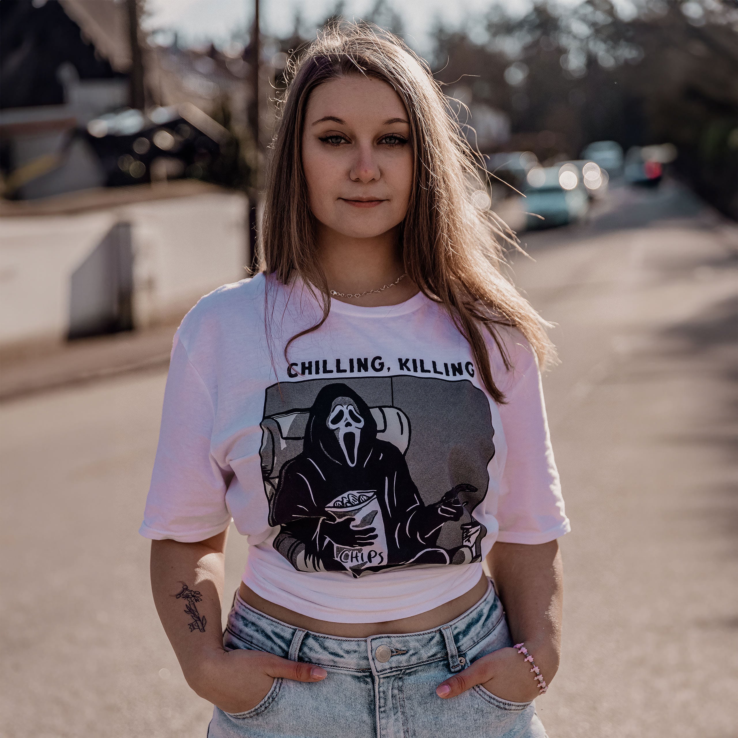 Productafbeelding Ghost Face - Chilling, Killing T-Shirt wit