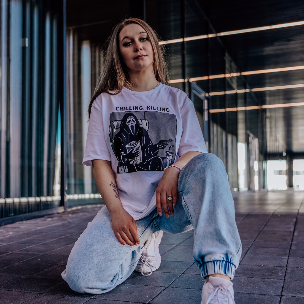 Productafbeelding Ghost Face - Chilling, Killing T-Shirt wit