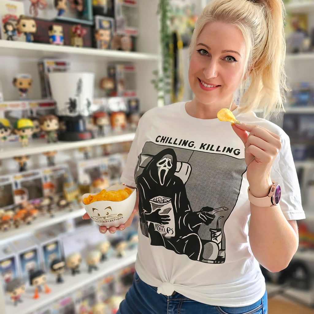 Productafbeelding Ghost Face - Chilling, Killing T-Shirt wit