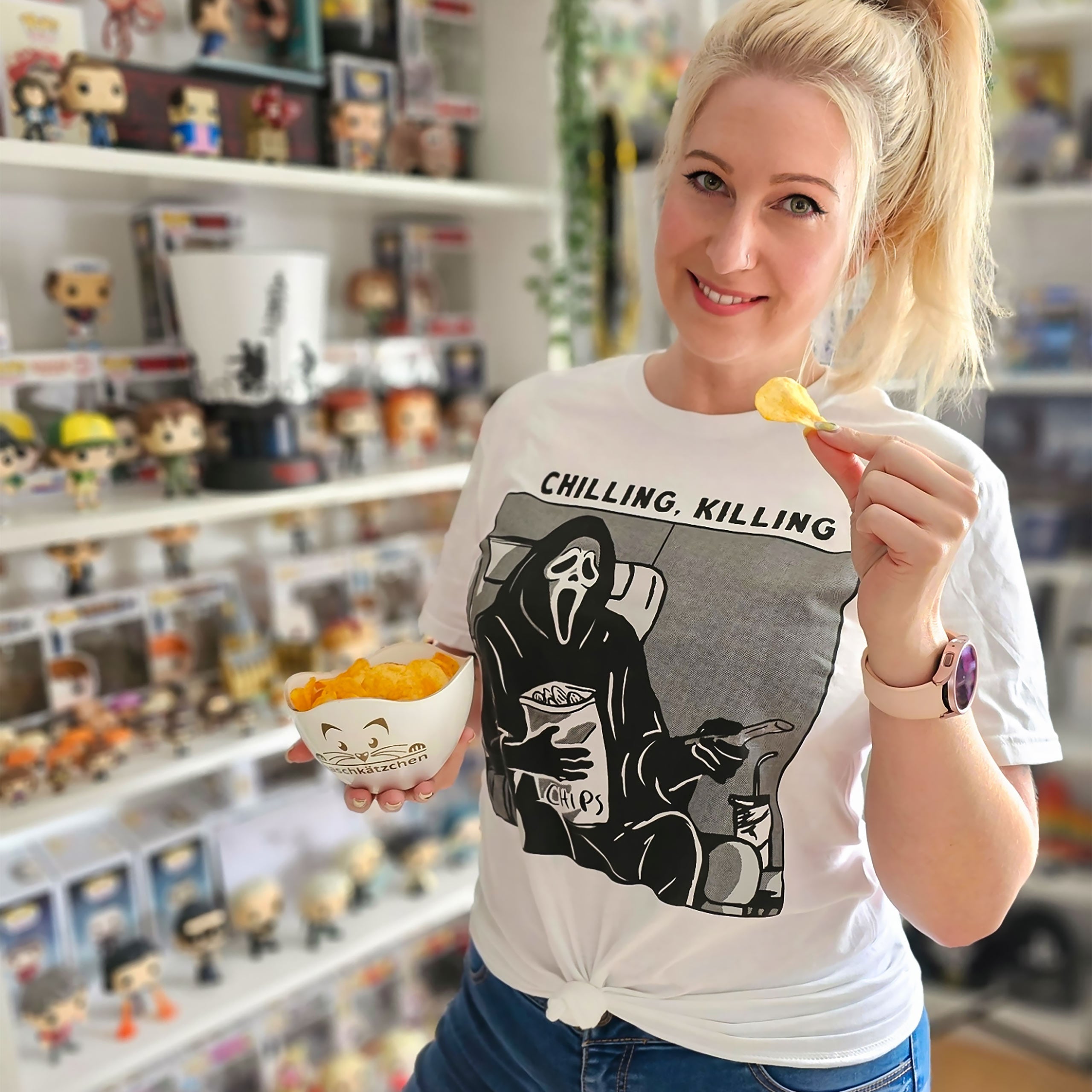 Productafbeelding Ghost Face - Chilling, Killing T-Shirt wit