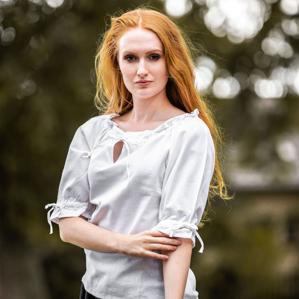 Productafbeelding Middeleeuwse blouse met korte mouwen Vera wit