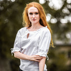 Productafbeelding Middeleeuwse blouse met korte mouwen Vera wit