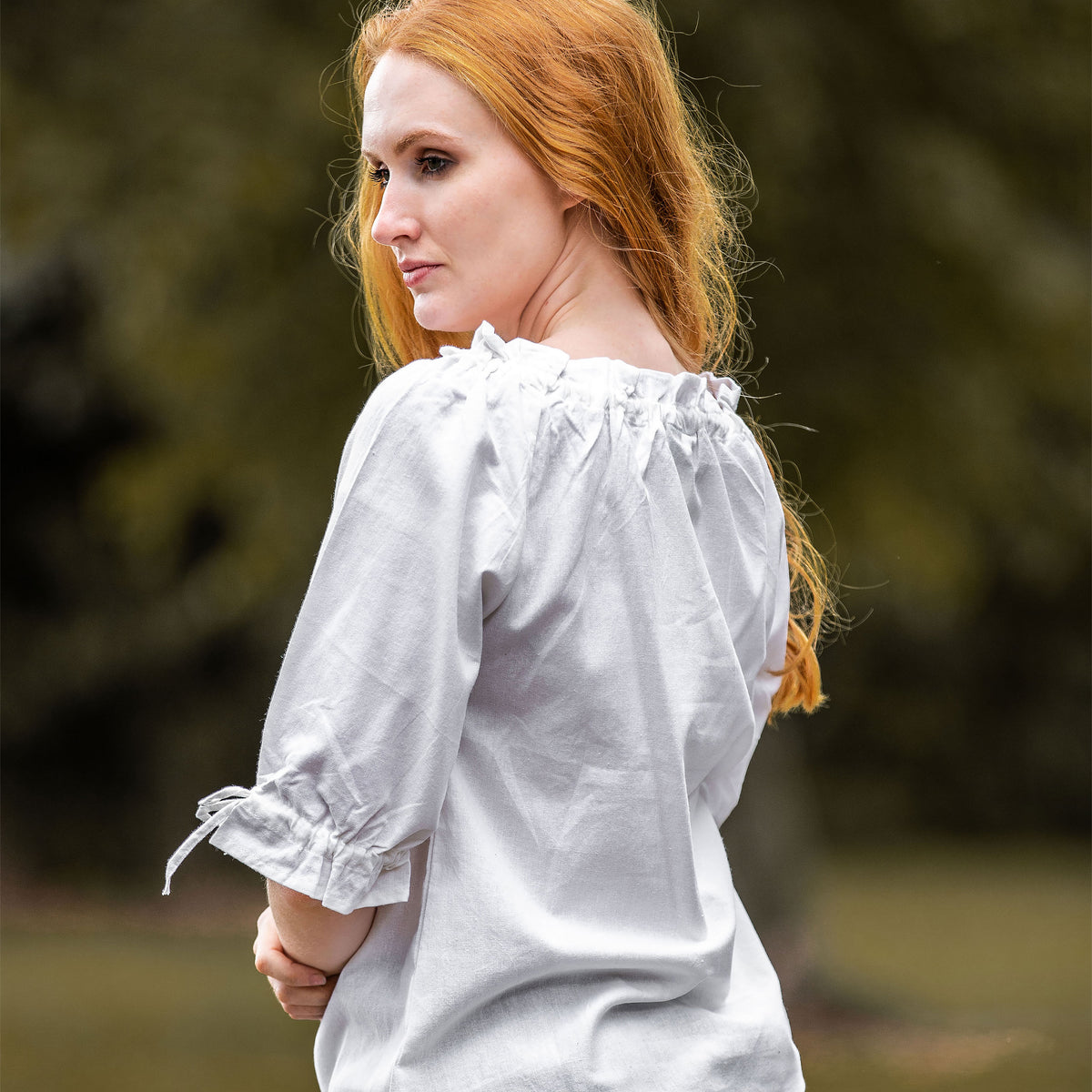 Productafbeelding Middeleeuwse blouse met korte mouwen Vera wit