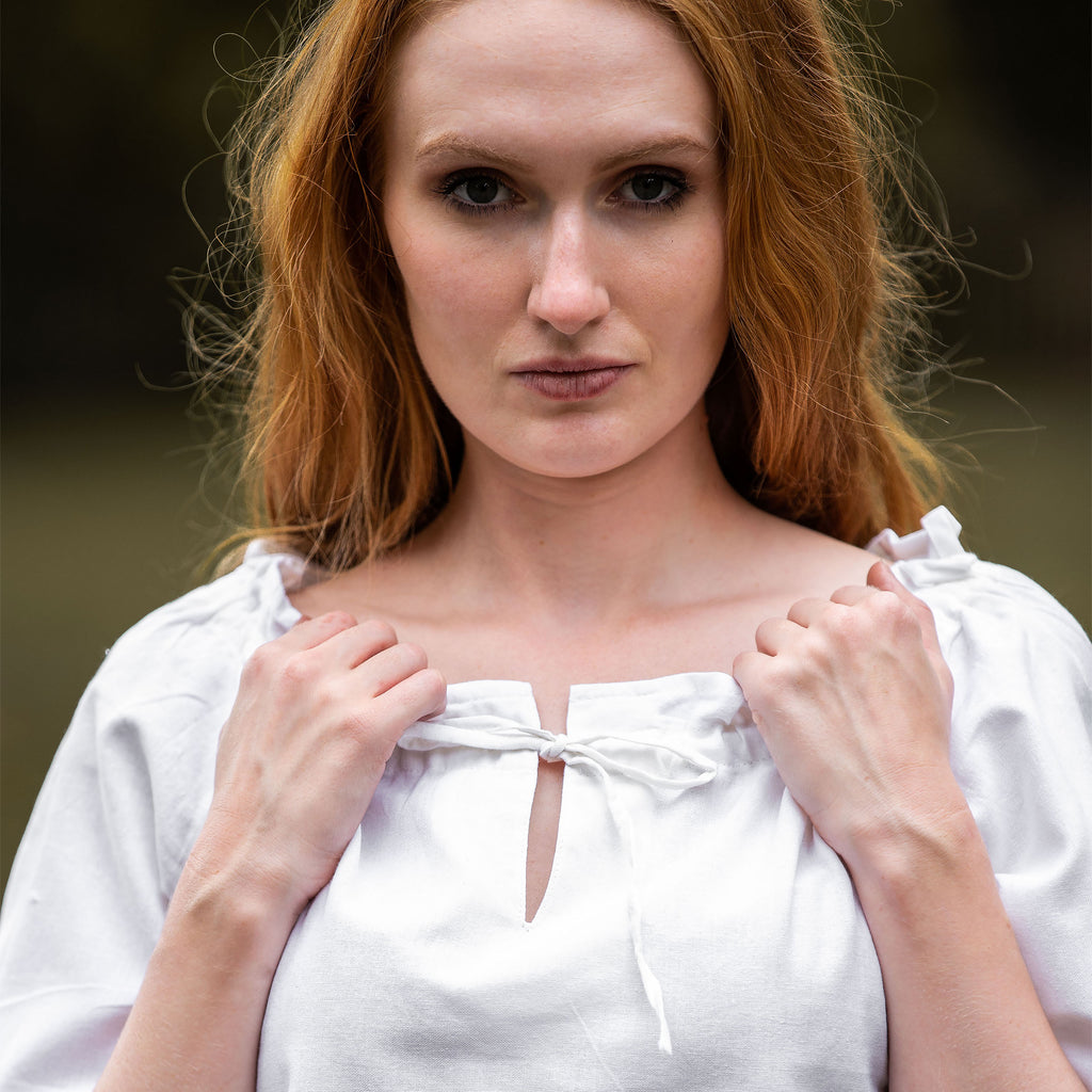 Productafbeelding Middeleeuwse blouse met korte mouwen Vera wit