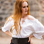 Productafbeelding Middeleeuwse blouse met korte mouwen Vera wit