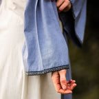 Productafbeelding Middeleeuwse jurk met vetersluiting blauw-naturel