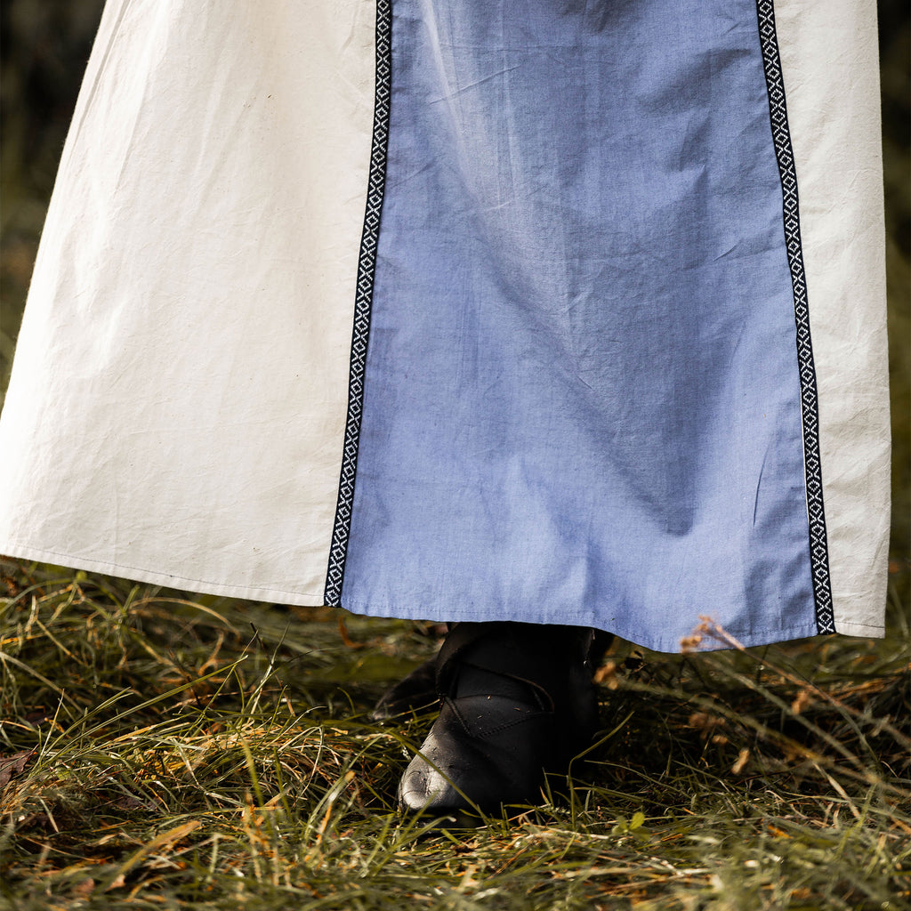 Productafbeelding Middeleeuwse jurk met vetersluiting blauw-naturel