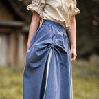 Productafbeelding Middeleeuwse Rok Dubbellaags Blauw-Beige