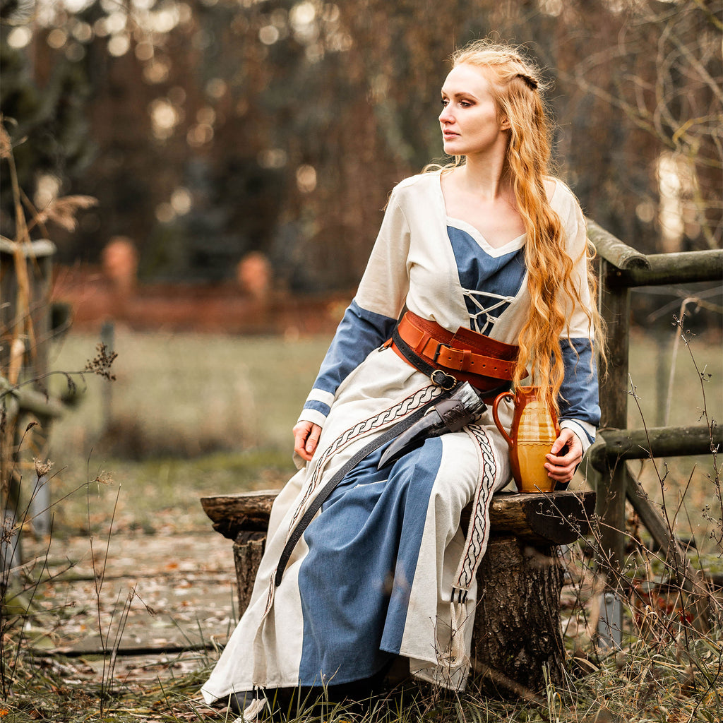 Product image Medieval dress with trumpet sleeves blue-natural