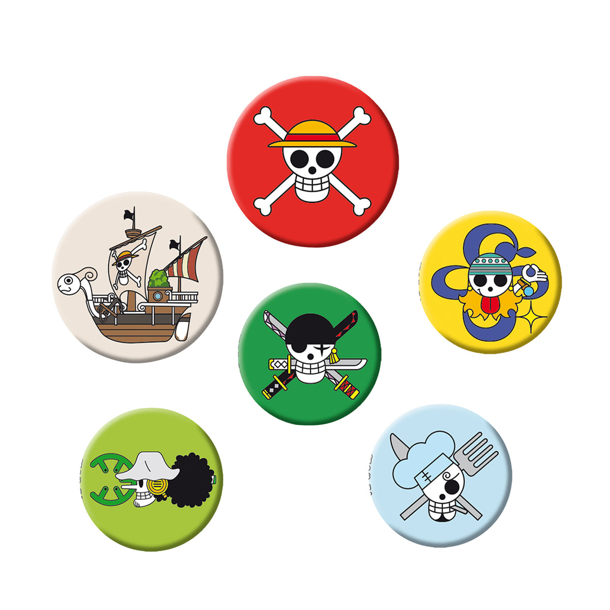 Productafbeelding One Piece - Skulls Button 6er Set