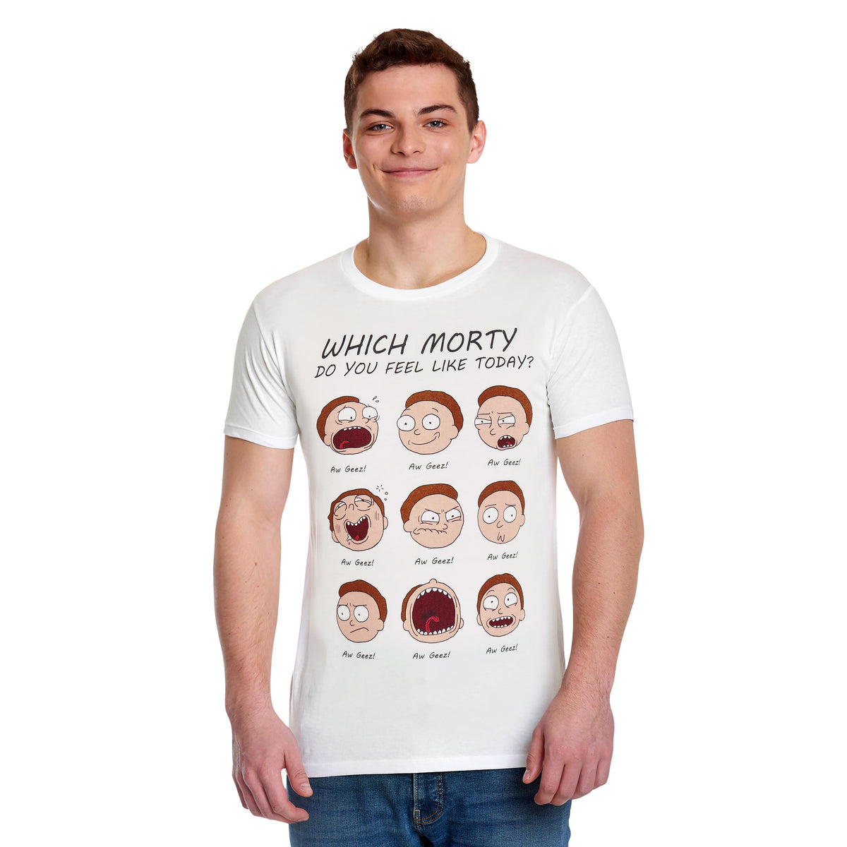 Productafbeelding Rick en Morty - Emotie van Morty wit T-shirt