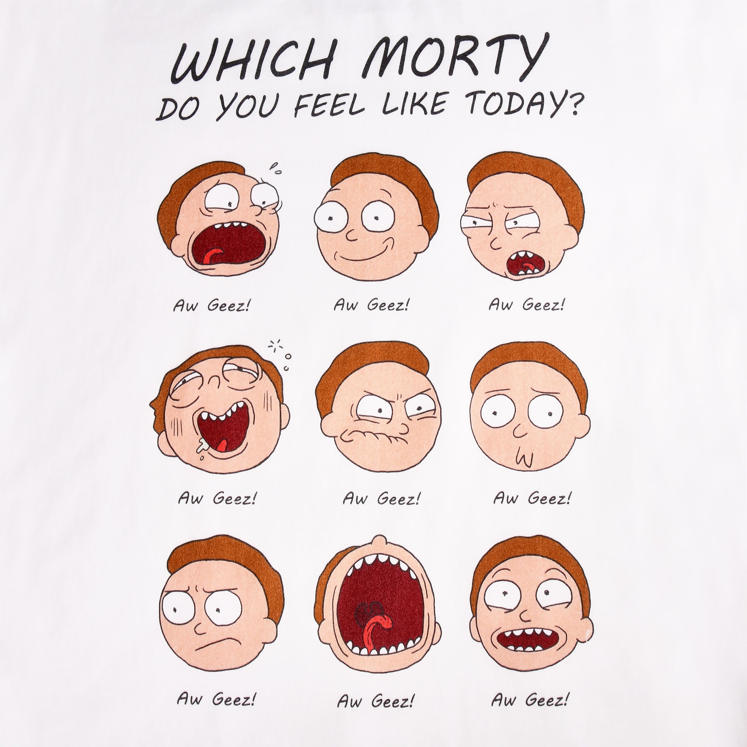 Productafbeelding Rick en Morty - Emotie van Morty wit T-shirt
