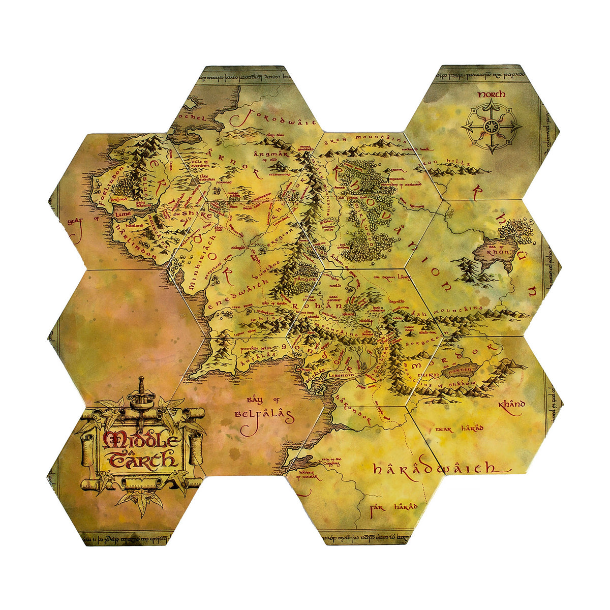 Productafbeelding The Lord of the Rings - Midden-aarde Kaart Onderzetters Set van 12