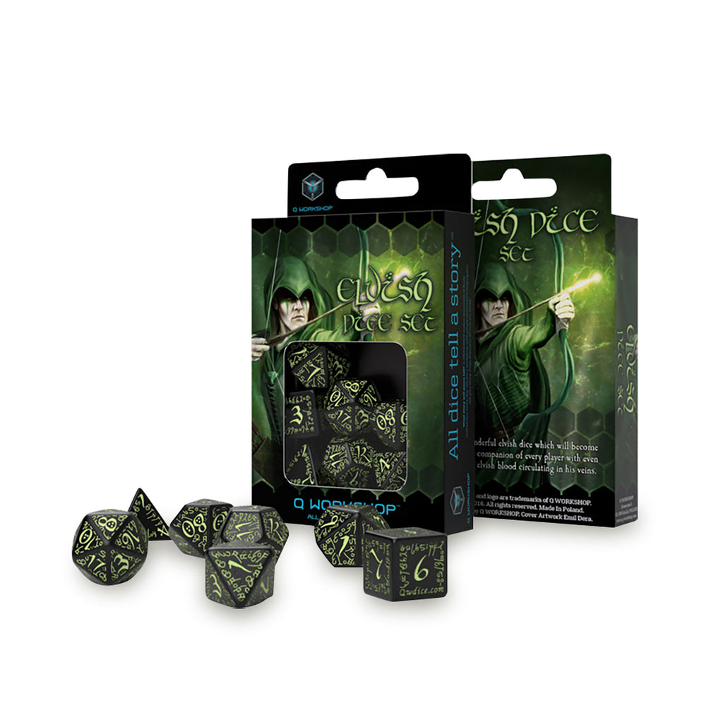 Productafbeelding Elvish RPG Dobbelsteen Set 7dlg Glow in The Dark Editie