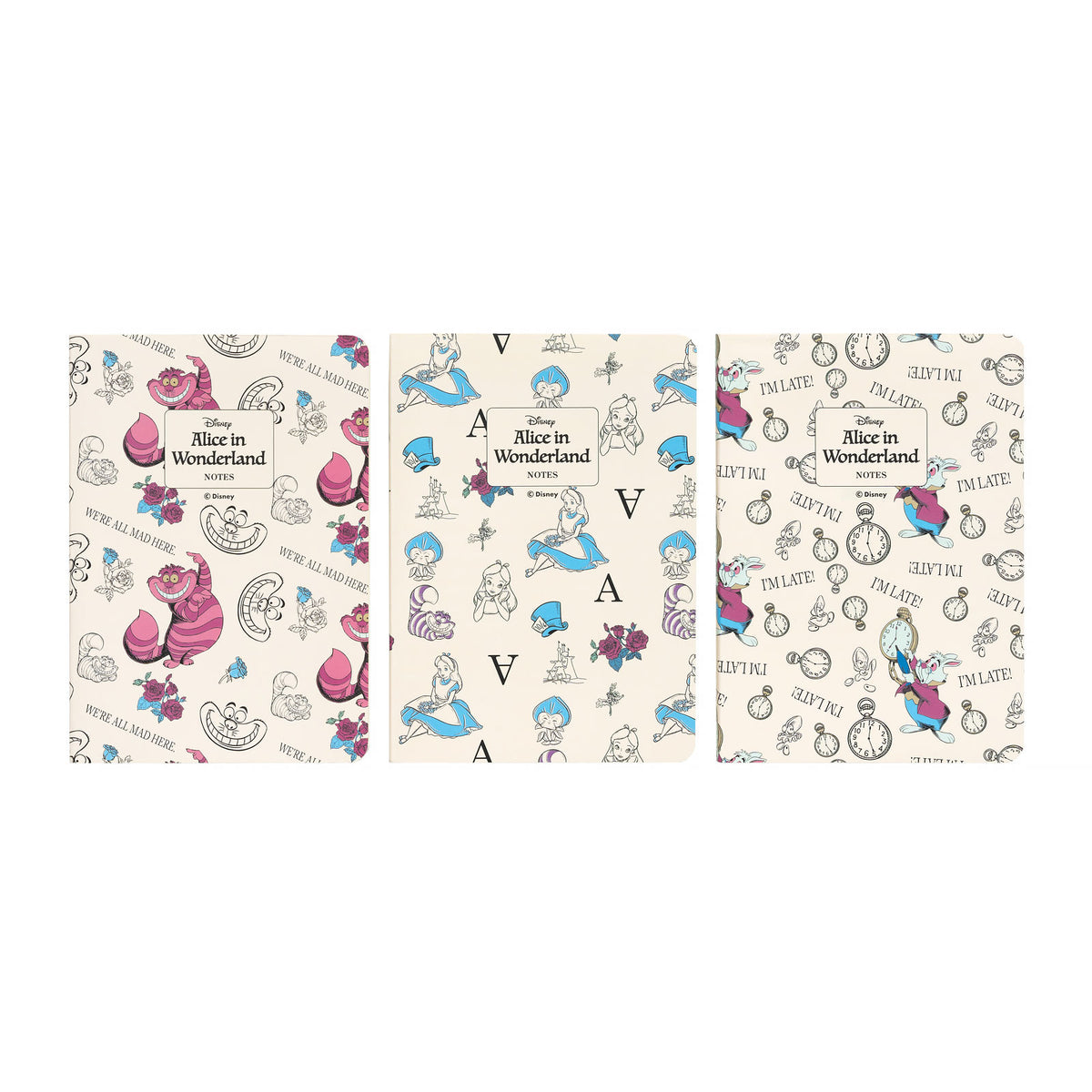 Productafbeelding Alice in Wonderland - Set van 3 Notitieboeken