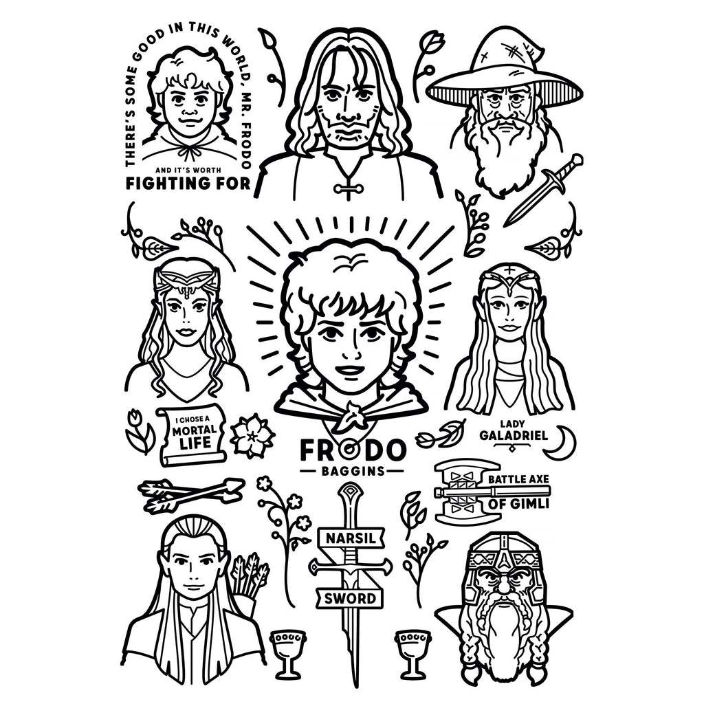 Product image The Lord of the Rings - The Fellowship Pencil Box 12-Piece Set with 2 Coloring Pages