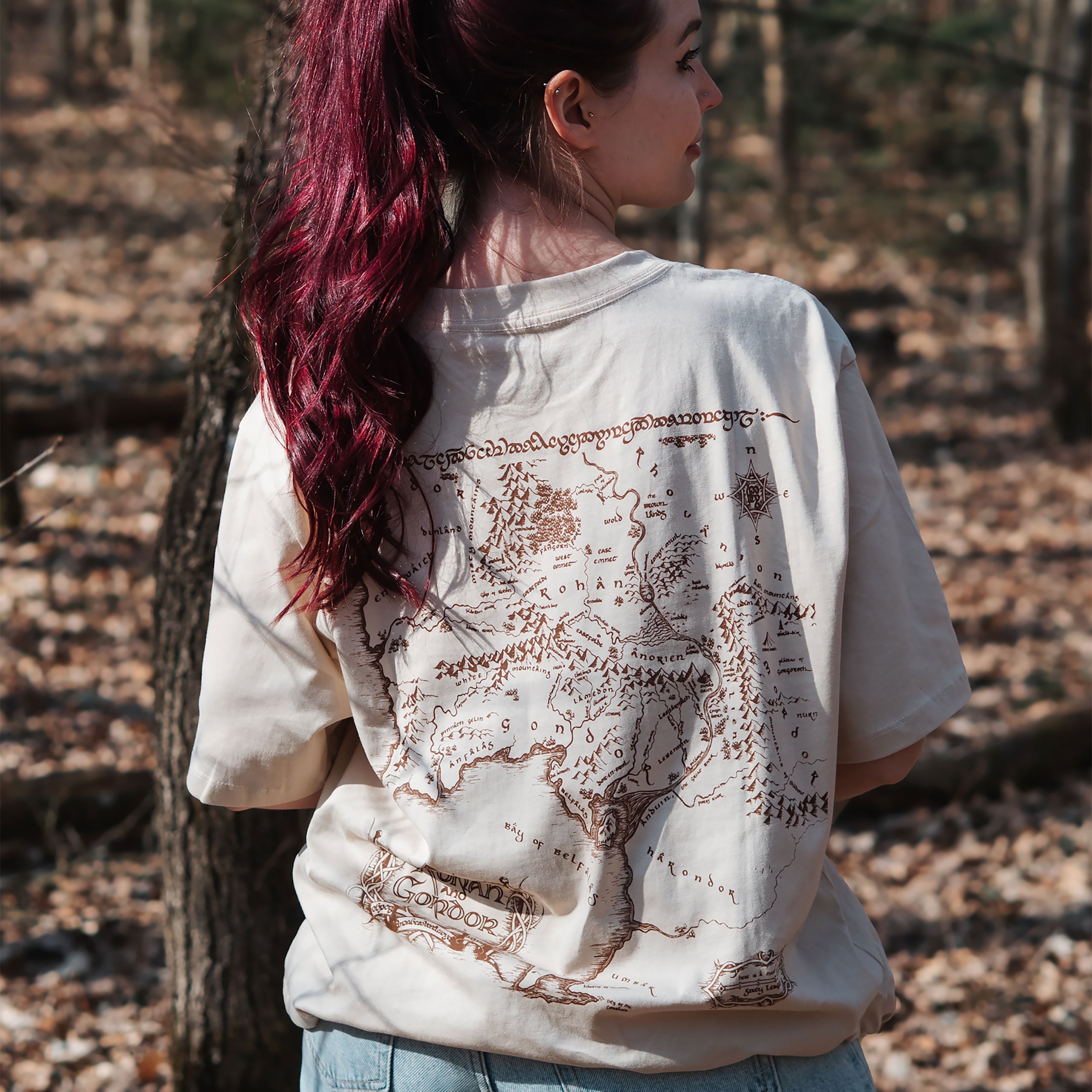 Productafbeelding In de Ban van de Ring - Fellowship Rohan en Gondor Oversized T-Shirt beige