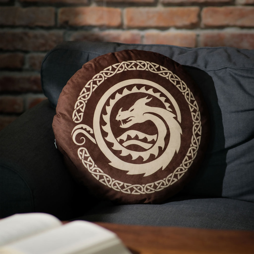 Productafbeelding Hoe tem je een draak - Logo kussen bruin