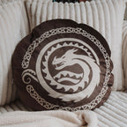 Productafbeelding Hoe tem je een draak - Logo kussen bruin