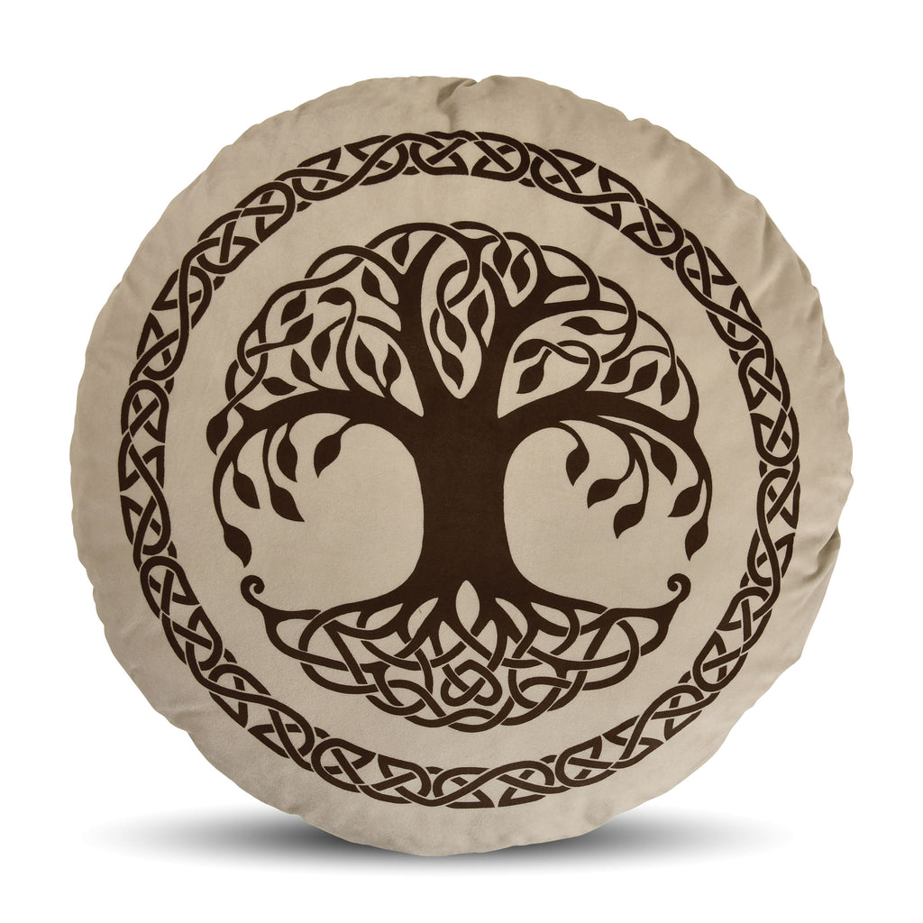 Productafbeelding Hoe Tem Je Een Draak - Kussen met Yggdrasil-wereldboom-symbool bruin