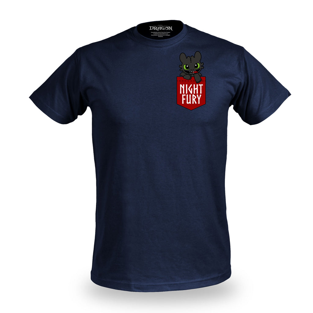 Productafbeelding Hoe Tem Je Een Draak - Night Fury Pocket T-Shirt blauw