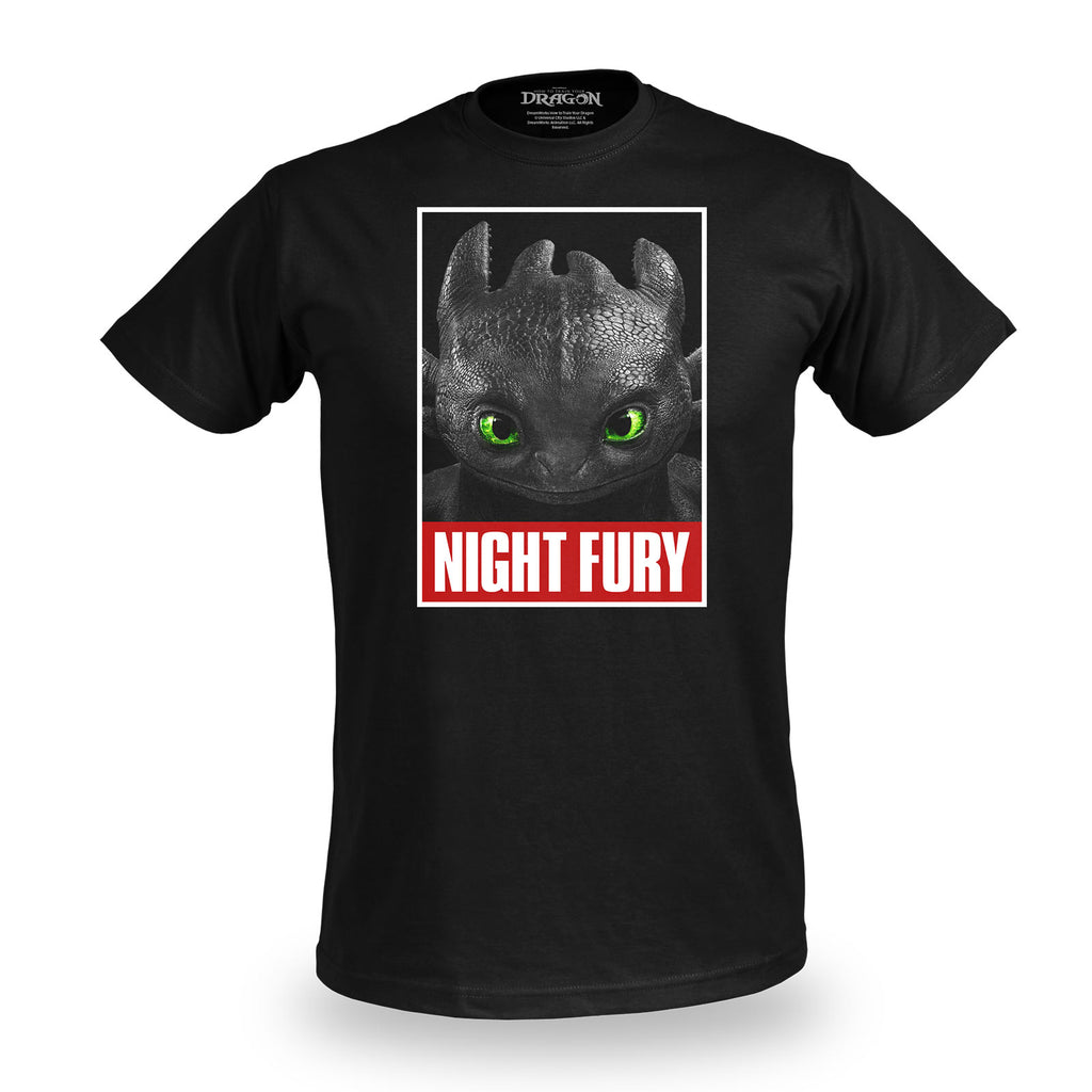 Productafbeelding Hoe Tem Je Een Draak - Night Fury Poster T-Shirt Zwart