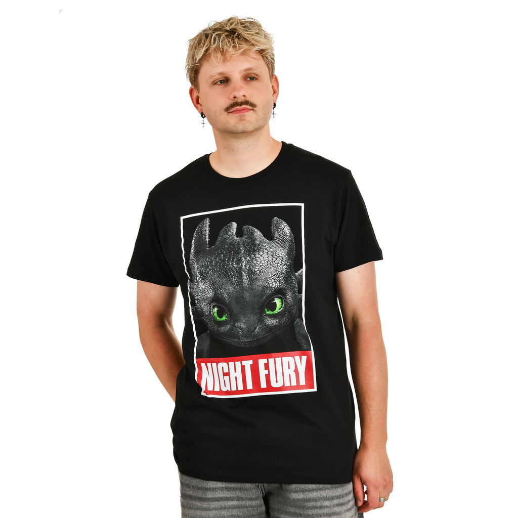 Productafbeelding Hoe Tem Je Een Draak - Night Fury Poster T-Shirt Zwart