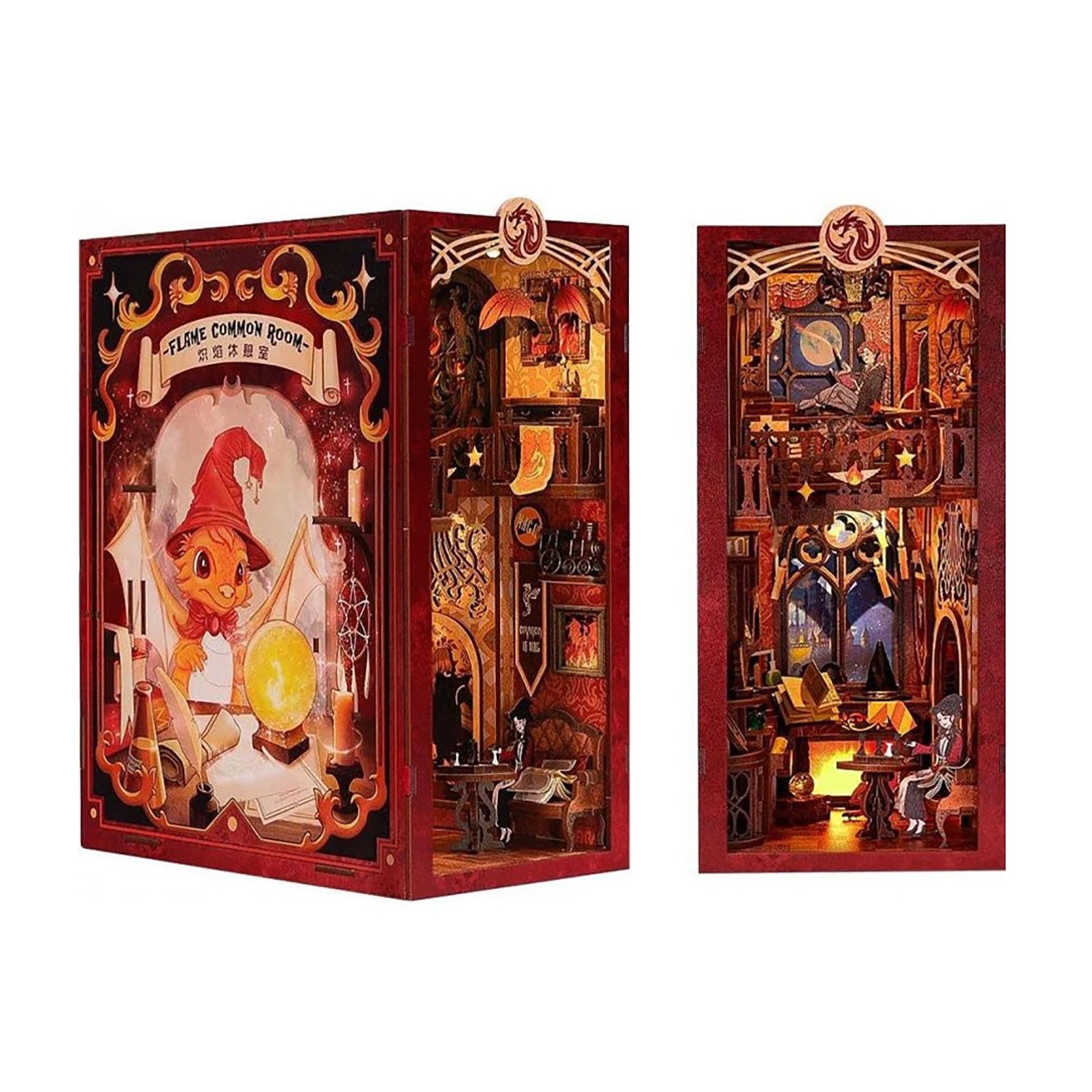 Productafbeelding Flame Common Room Book Nook houten modelbouwkit voor Harry Potter-fans