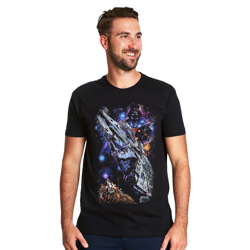 Productafbeelding Star Wars - Galaxy Ship Poster T-Shirt zwart