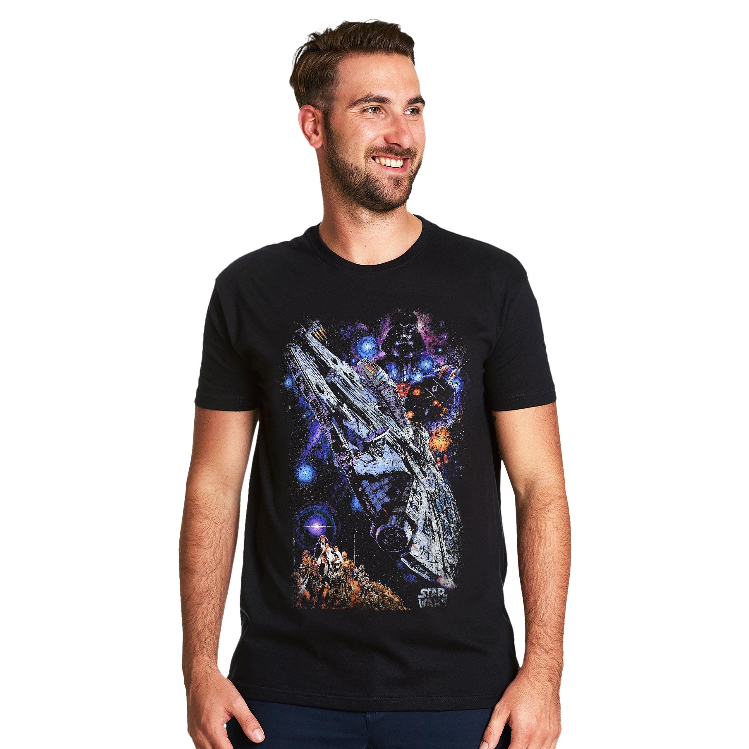 Productafbeelding Star Wars - Galaxy Ship Poster T-Shirt zwart