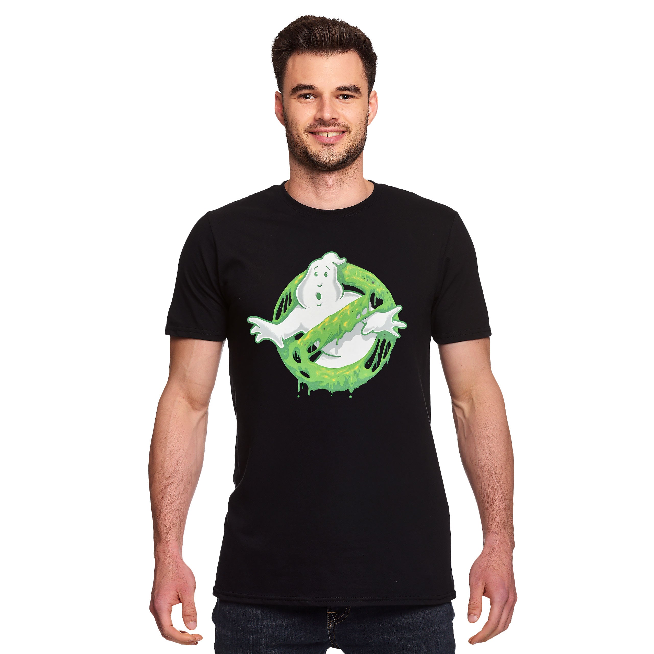 Productafbeelding Ghostbusters - Glow in the Dark Slime Logo T-shirt Zwart