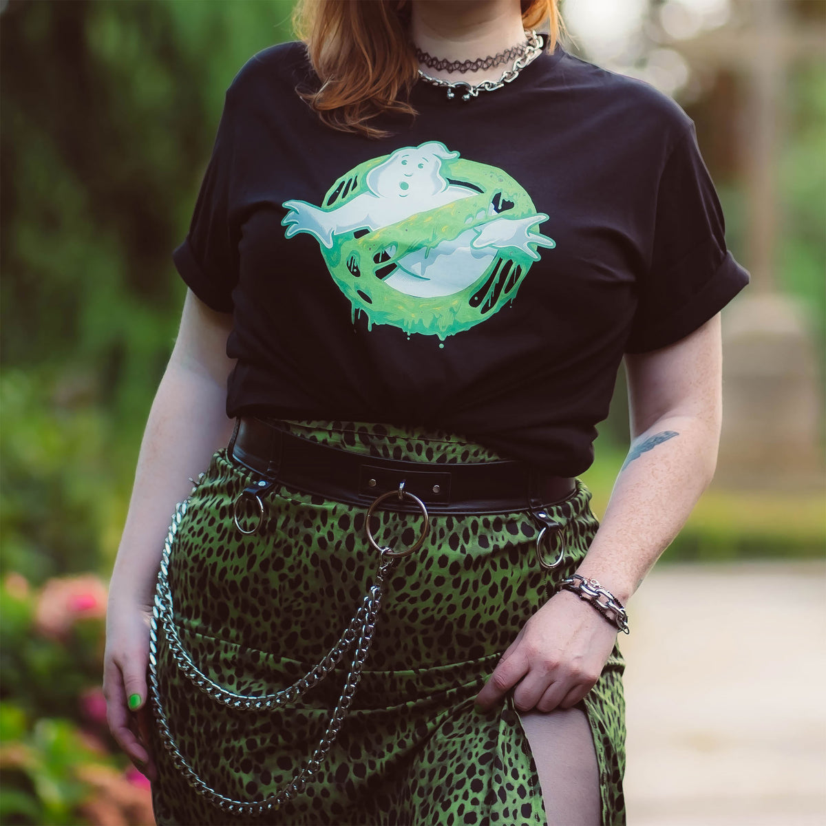 Productafbeelding Ghostbusters - Glow in the Dark Slime Logo T-shirt Zwart