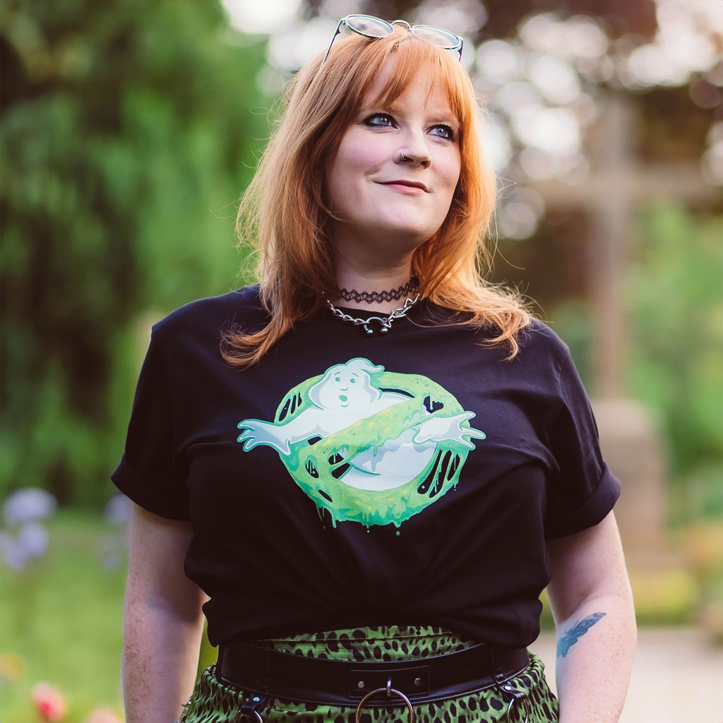 Productafbeelding Ghostbusters - Glow in the Dark Slime Logo T-shirt Zwart