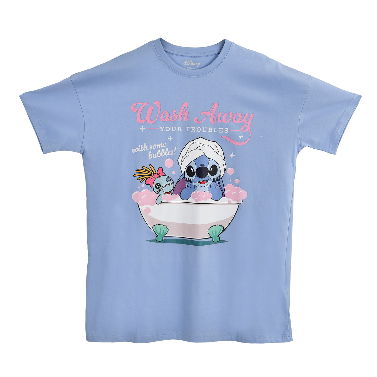 Productafbeelding Stitch Wash Away lang T-shirt blauw - Lilo & Stitch