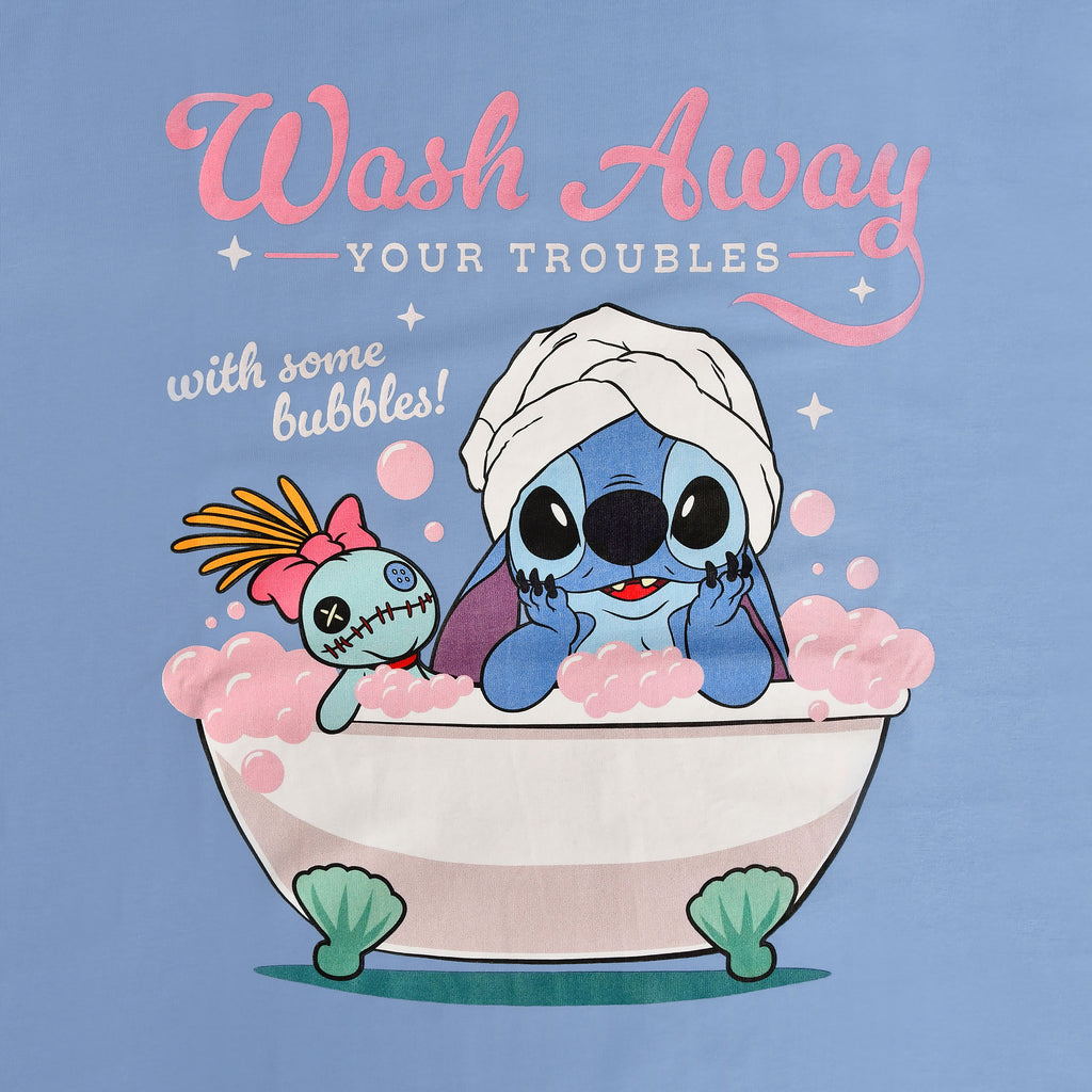 Productafbeelding Stitch Wash Away lang T-shirt blauw - Lilo & Stitch
