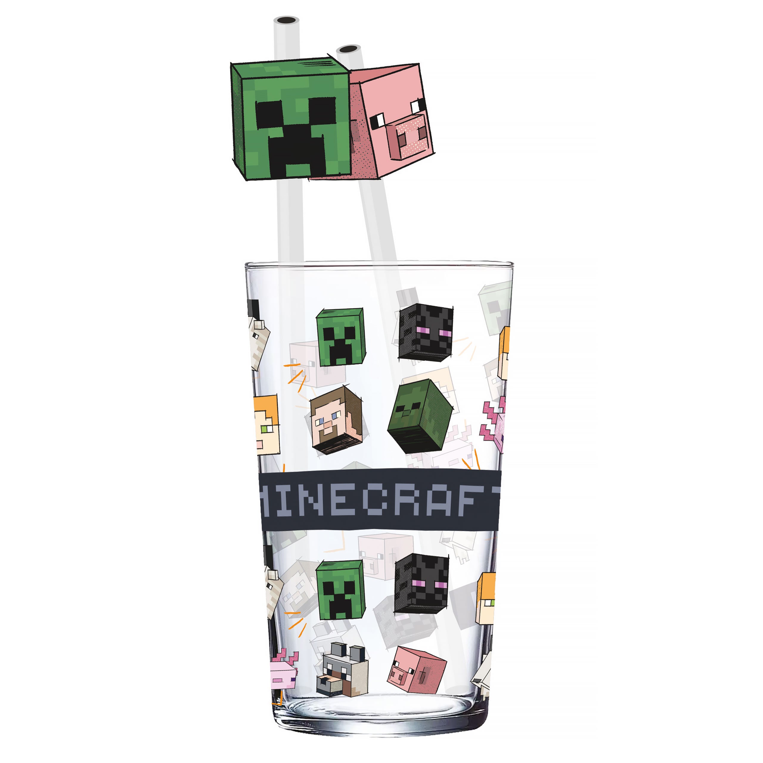 Productafbeelding Minecraft - Karakterglas met 2 rietjes