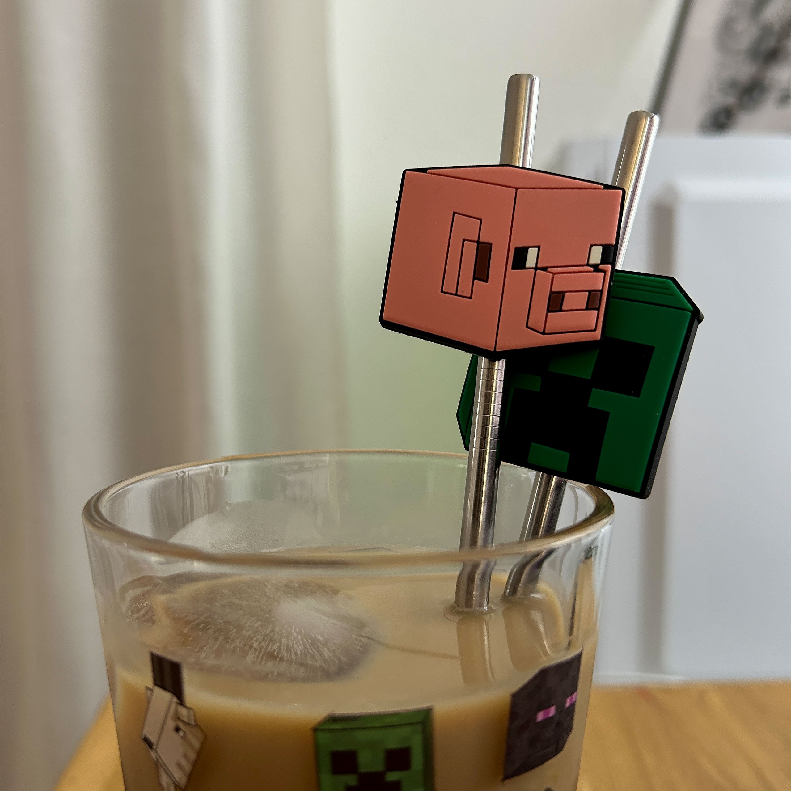 Productafbeelding Minecraft - Karakterglas met 2 rietjes